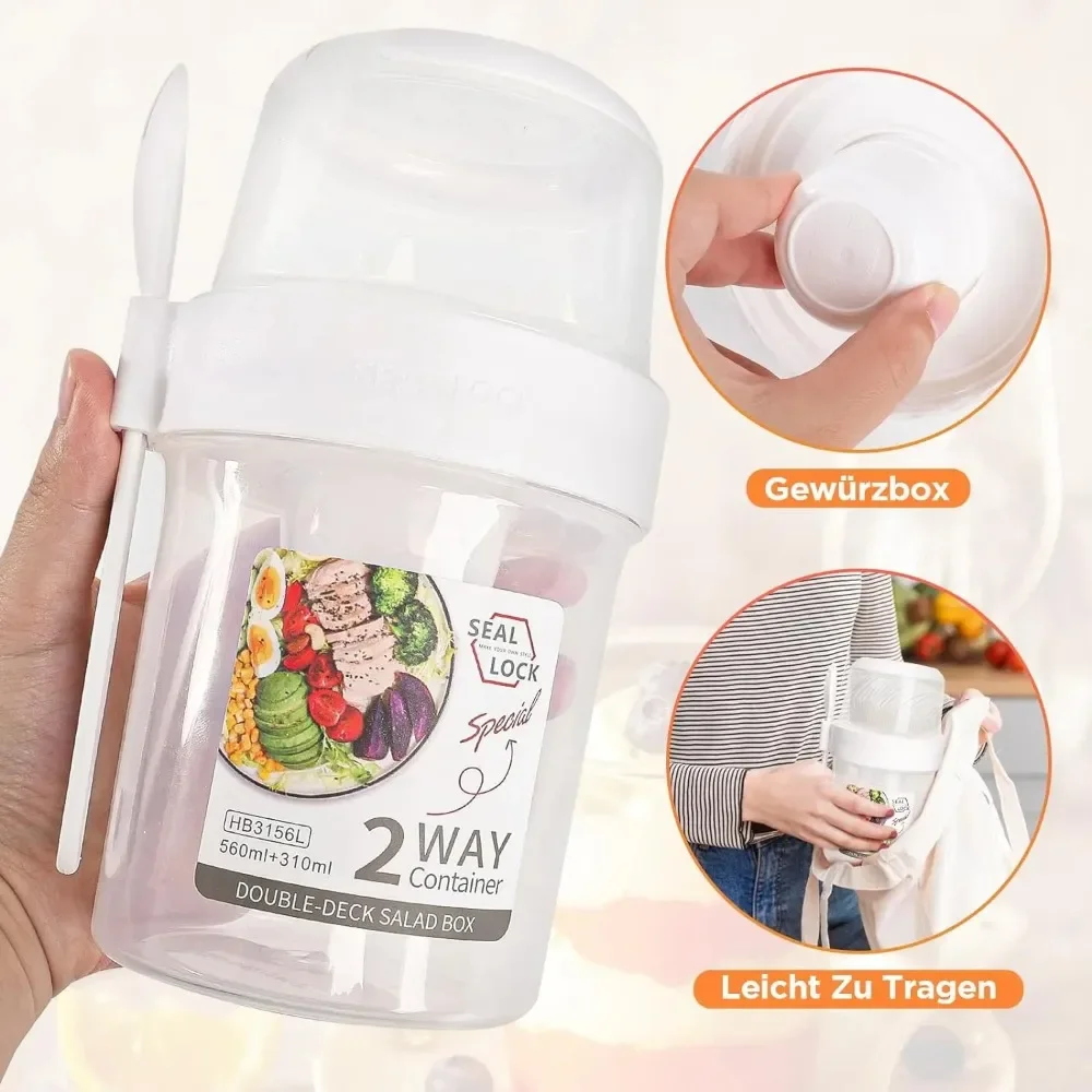 Salad Cup Breakfast Cups Porta - Weaning Spoon Set 评论和价格