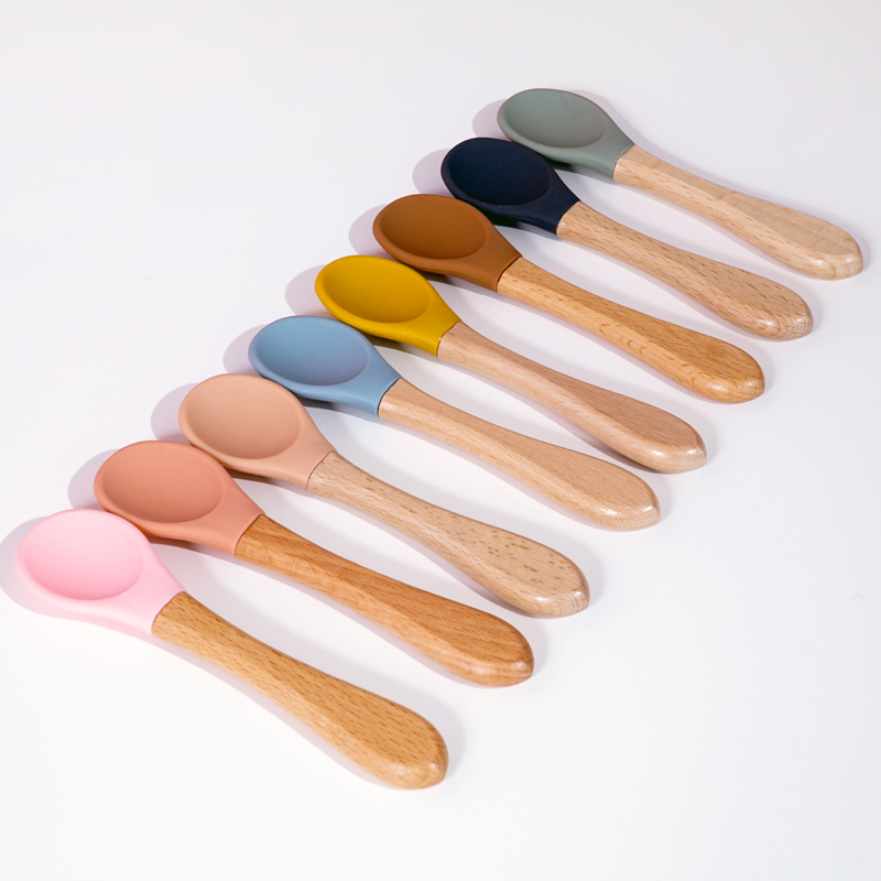 Feeding Wooden Handle Silicone - Baby Food Eating 评论和价格