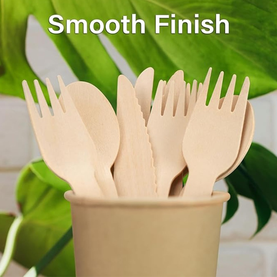 50/100PCS Disposable Wooden Cu - Weaning Spoon Set 评论和价格