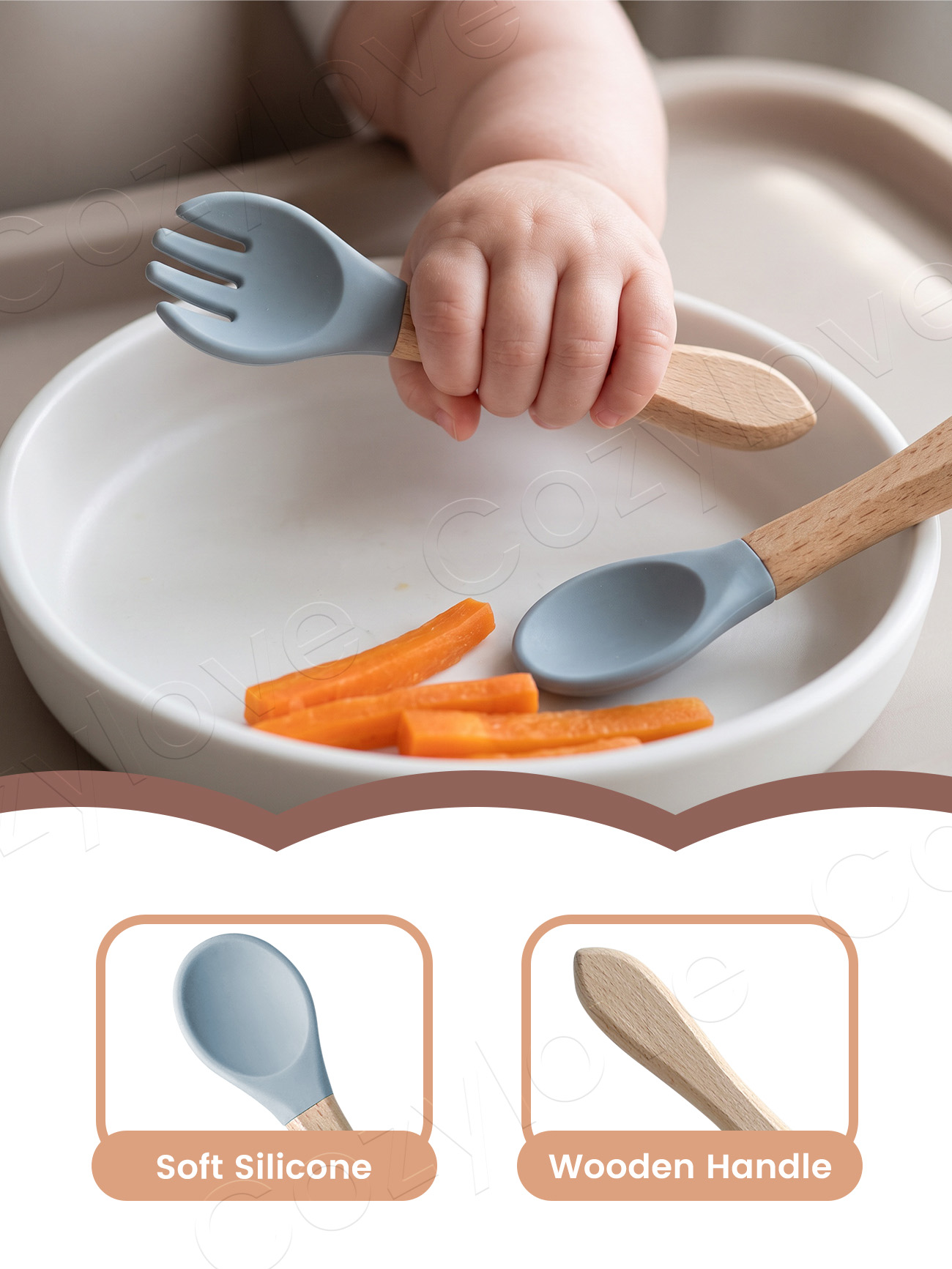Baby Silicone Fork Spoon Set,  - Baby Food Eating 评论和价格
