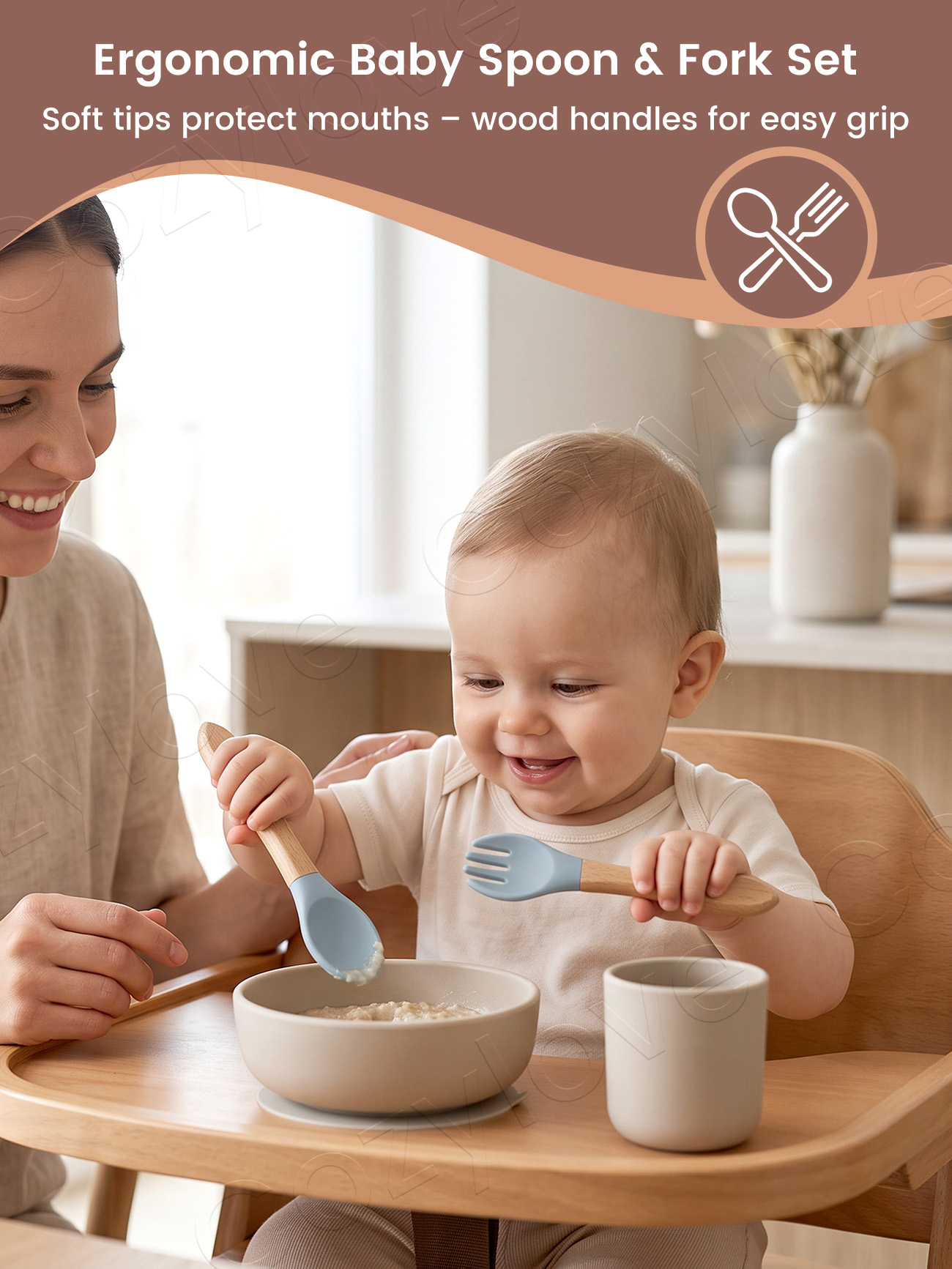 Baby Silicone Fork Spoon Set,  - Baby Food Eating 评论和价格